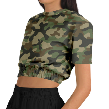 Camo Crop Top Sweatshirt | Military Brown Camouflage