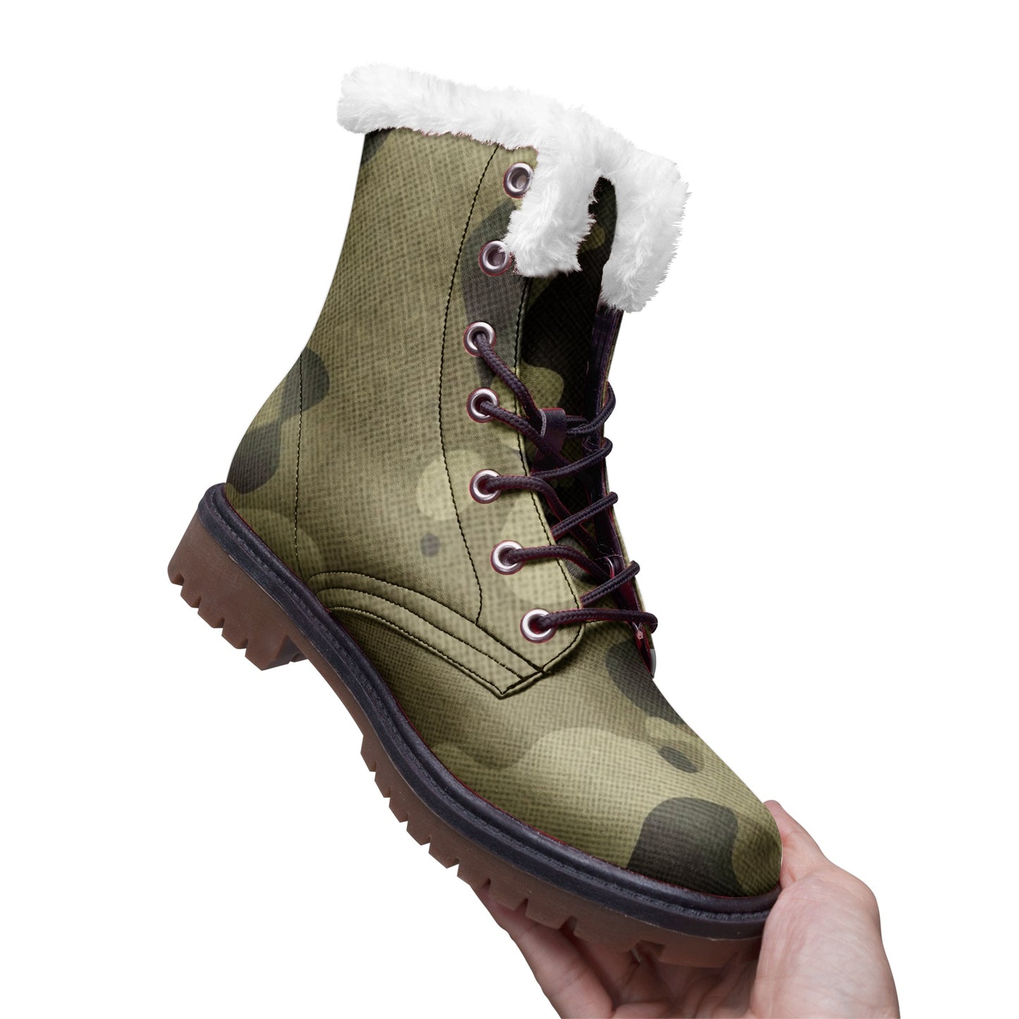 Snow Camo Boots | Green Fabric Camouflage