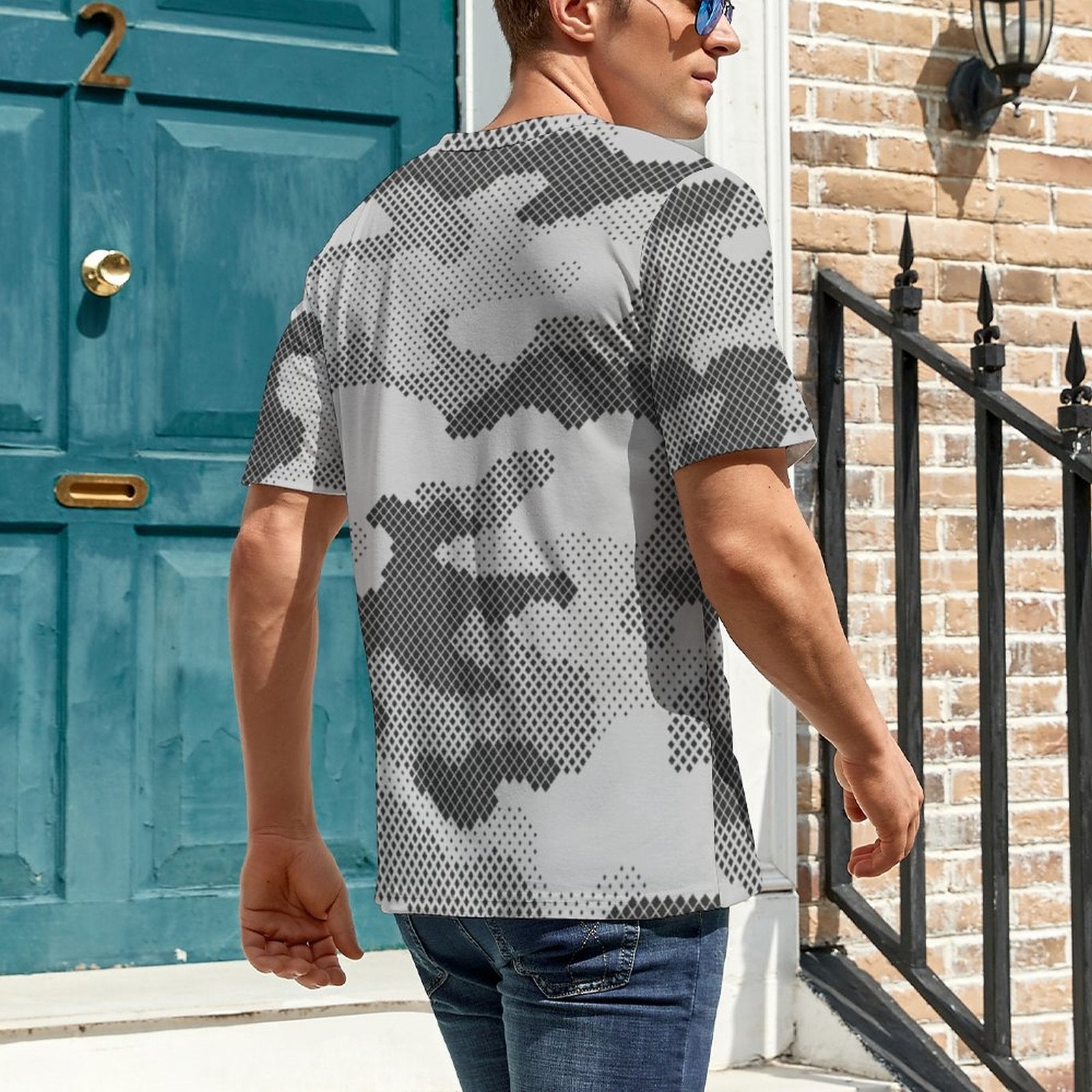 Camo Shirt | Black & White Dotted Camouflage T