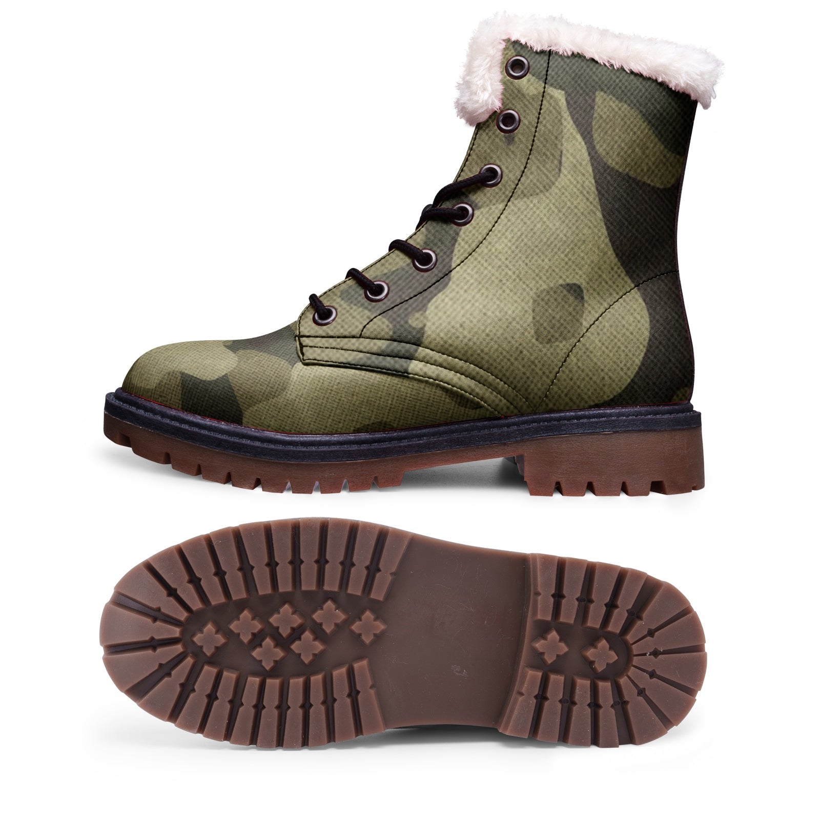 Snow Camo Boots | Green Fabric Camouflage