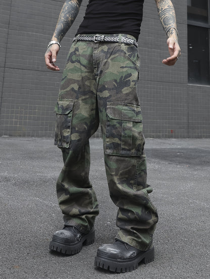 Men's Camo Denim Wide-Leg Jeans | PLUS SIZE