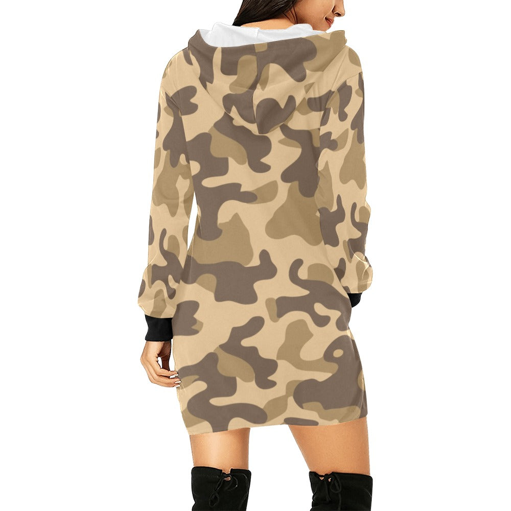 Camo Hoodie Dress | Khaki Camouflage