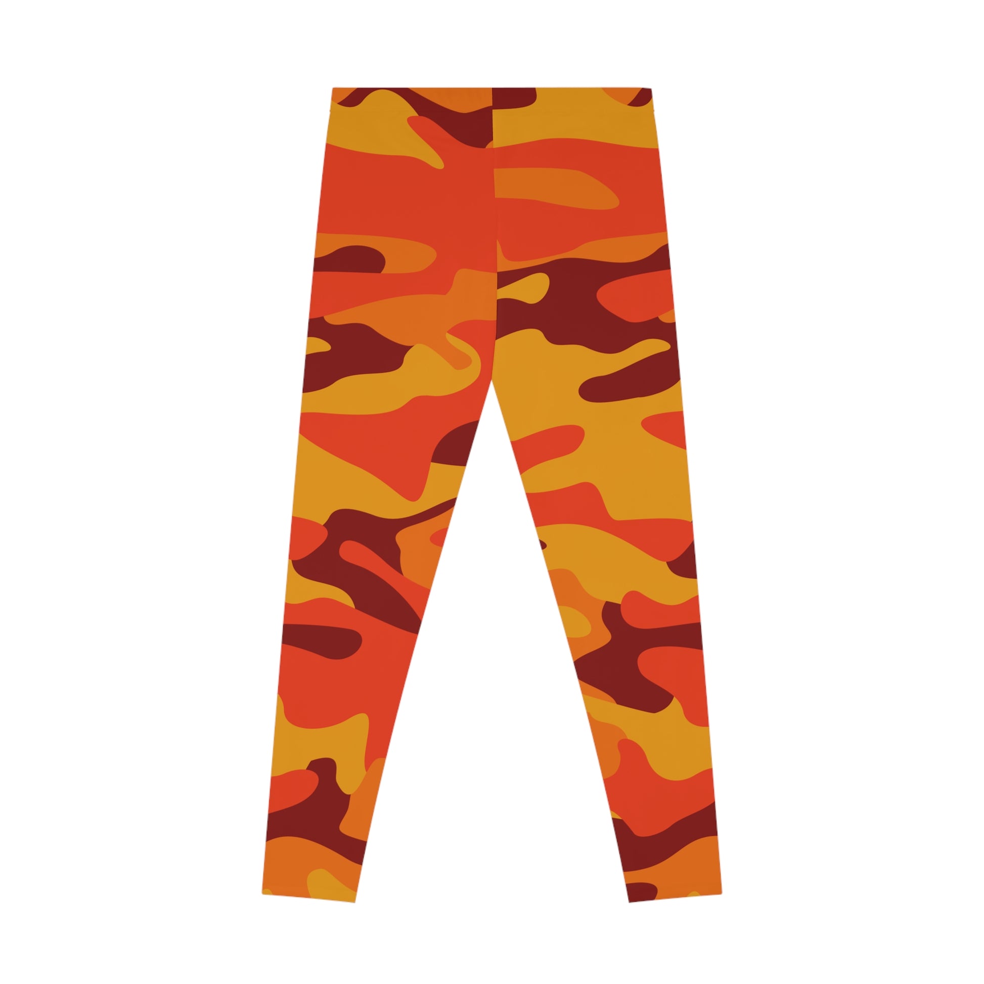 Orange & Red Camo Leggings For Women | Mid Waist Fit