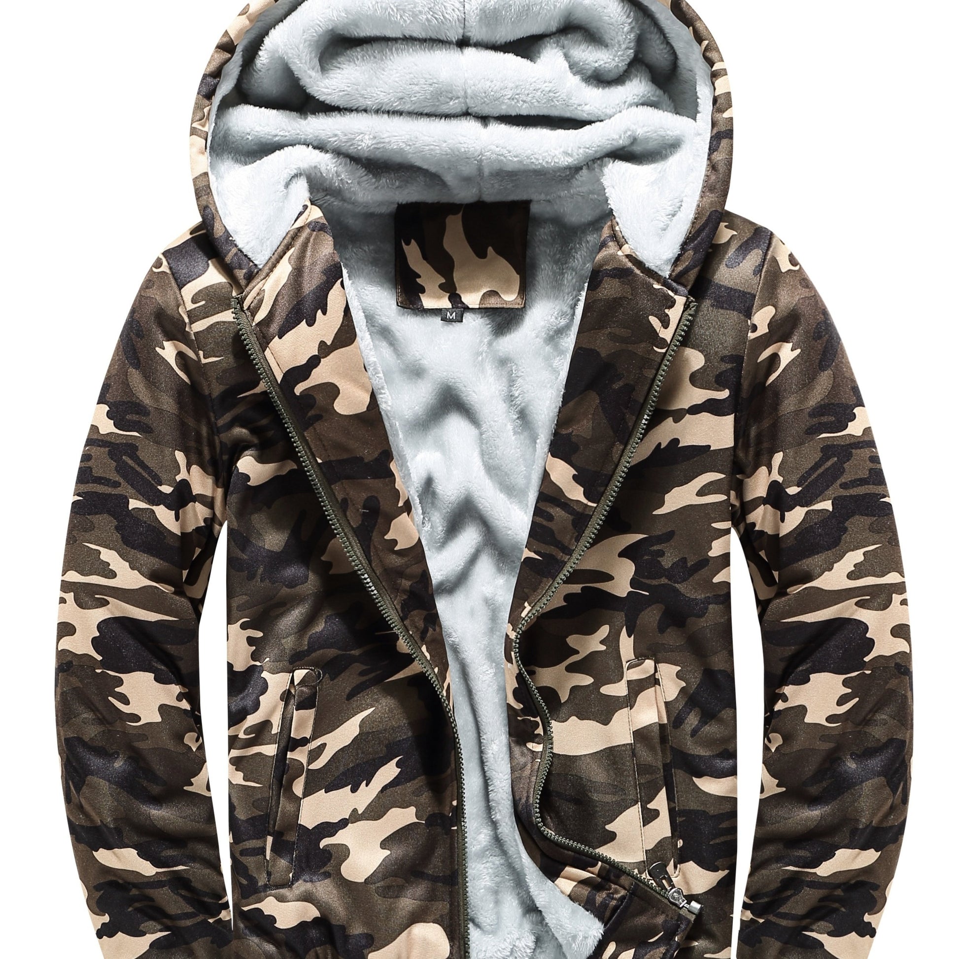 Men's Camo Fleece Jacket With Pockets | Zip Up, Long Sleeves