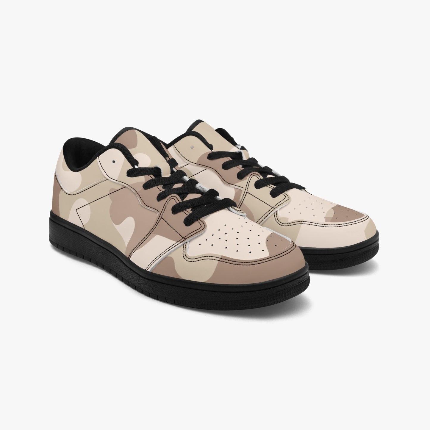 Camo Sneakers | Desert Brown Low-Top Leather Camouflage Shoes