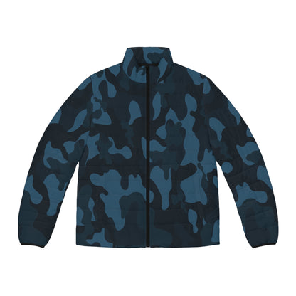 Blue Camo Puffer Jacket For Men | Classic Military Design