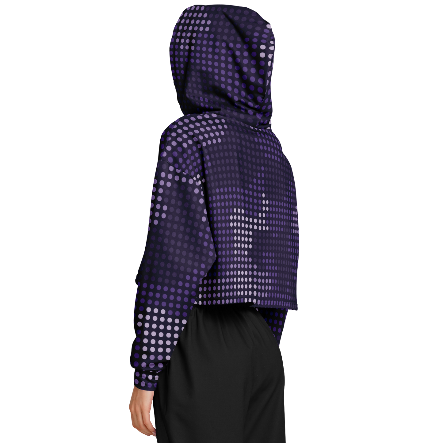 Cropped Hoodie For Women | Blue Led Screen Camouflage Pattern