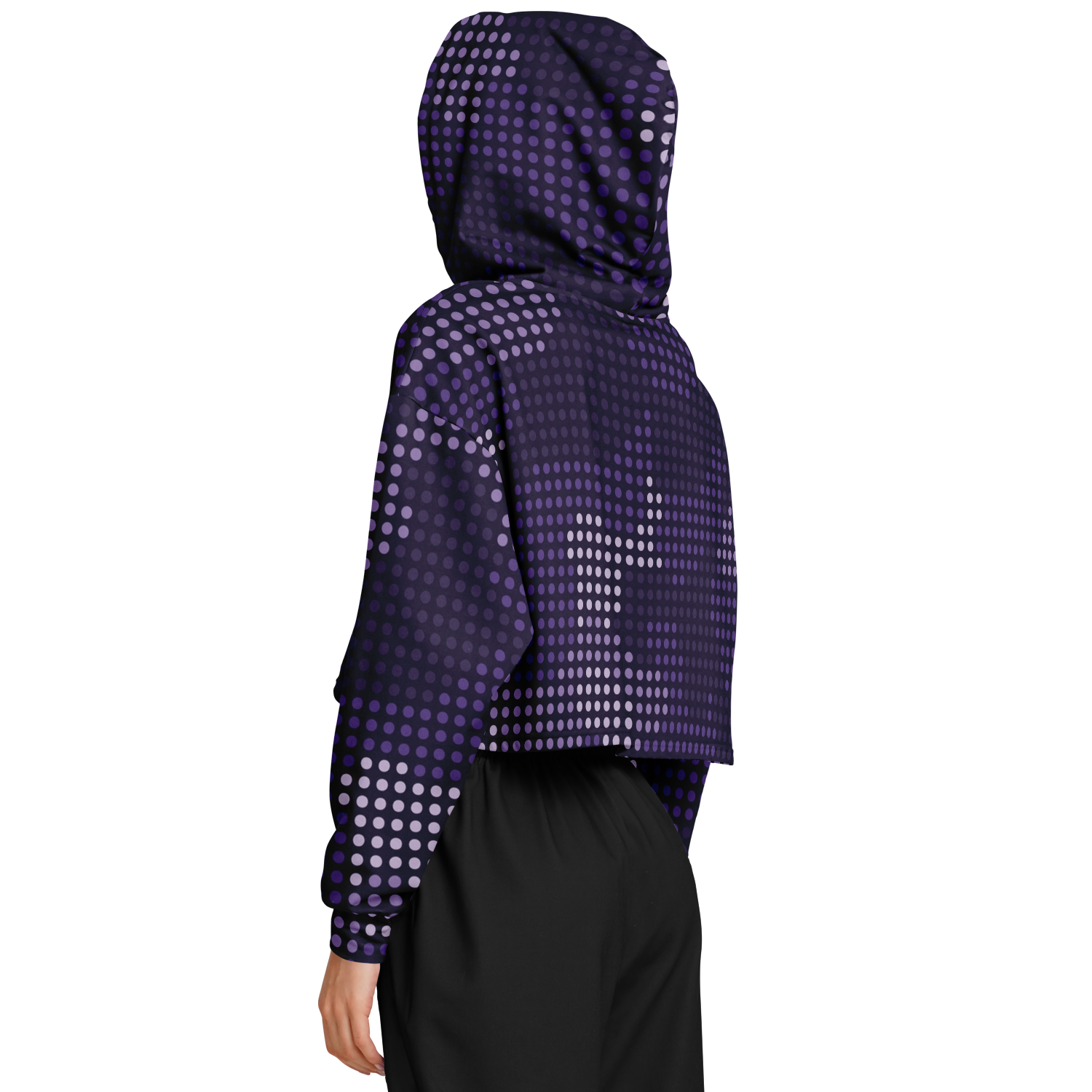 Cropped Hoodie For Women | Blue Led Screen Camouflage Pattern