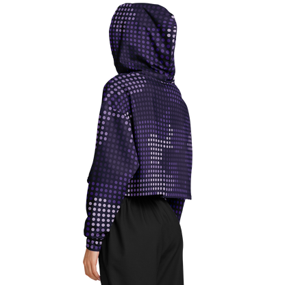 Cropped Hoodie For Women | Blue Led Screen Camouflage Pattern