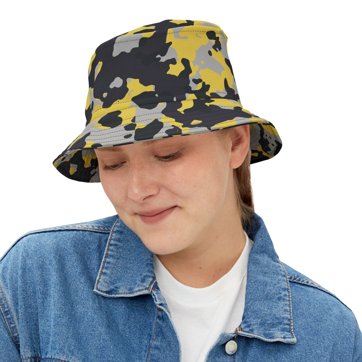 Camo Bucket Hat | Yellow, Black, and Silver Camouflage