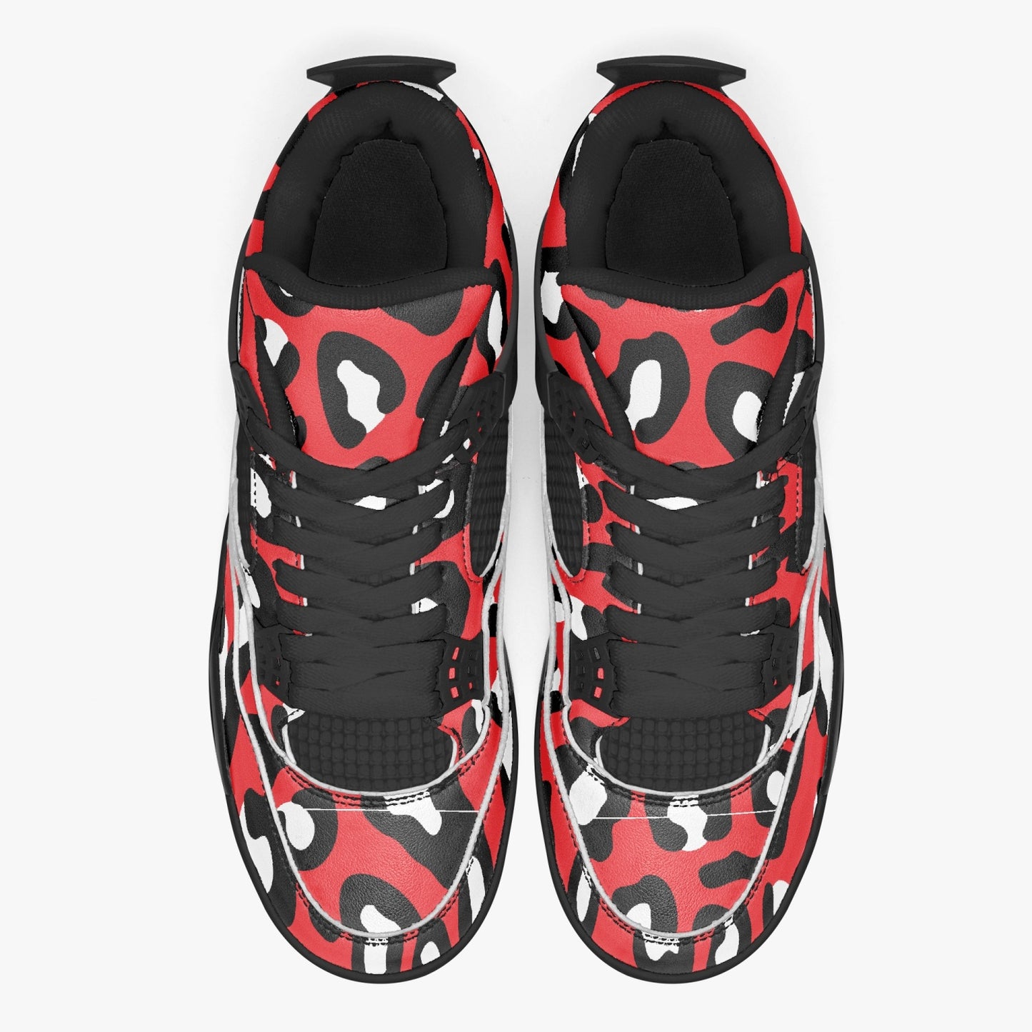 Leopard Jordans AJ4 | Red, Black and White Pattern