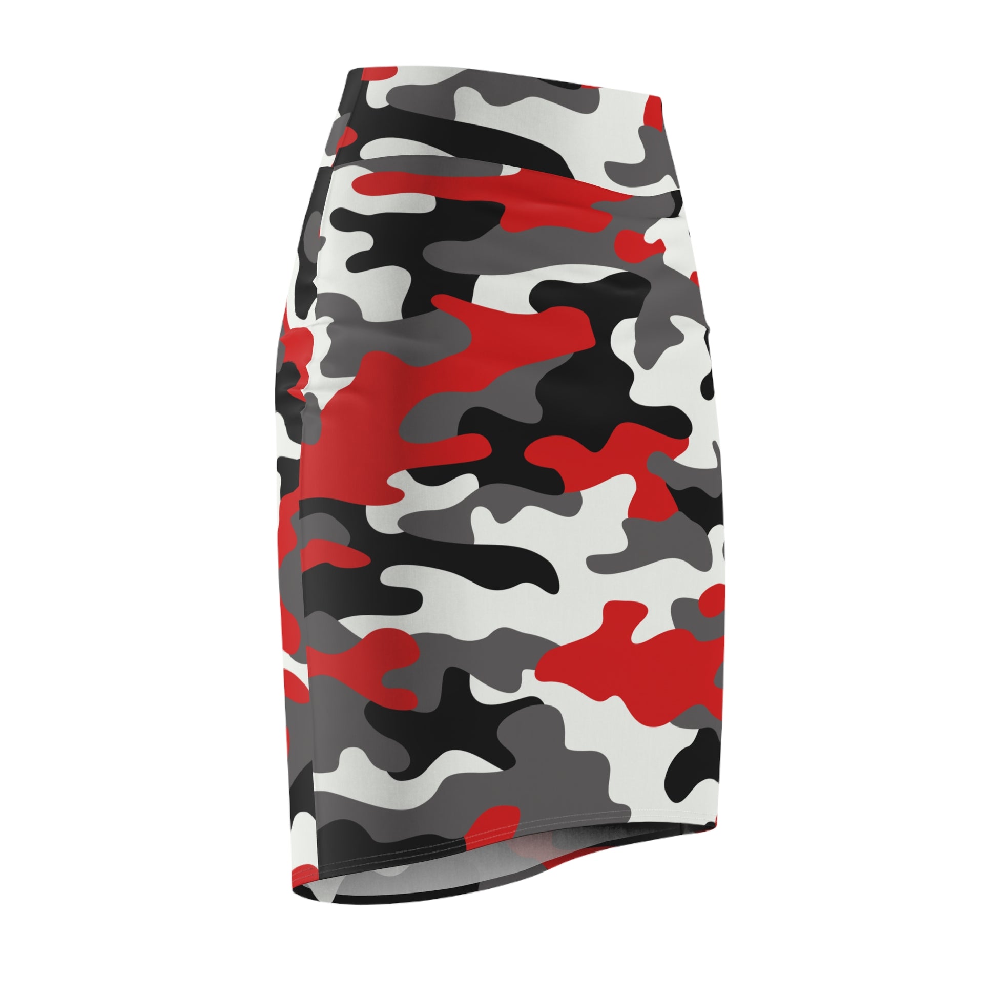 Camo Mini Skirt | Pencil Cut | Red, Black, & White