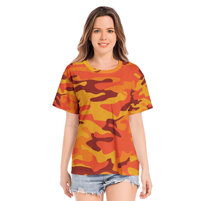 Camo T-shirt | Cotton | Unisex | Orange & Red Camouflage