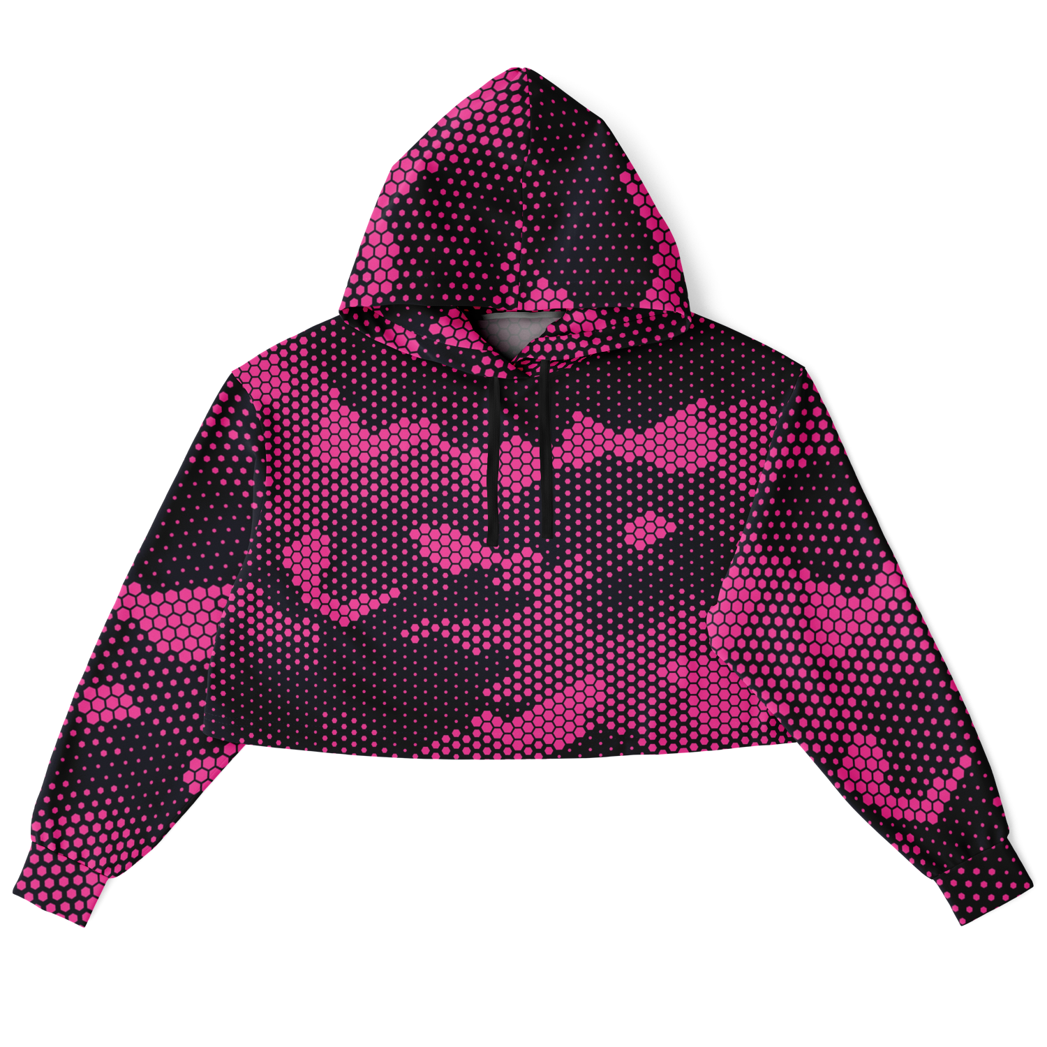 Cropped Hoodie For Women | Pink Digital Dotted Hexagonal