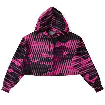 Cropped Hoodie For Women | Pink Digital Dotted Hexagonal