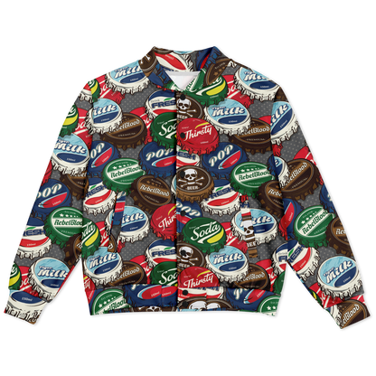 Baseball Jacket | Pop Art Bottle Caps | Heavyweight Coat