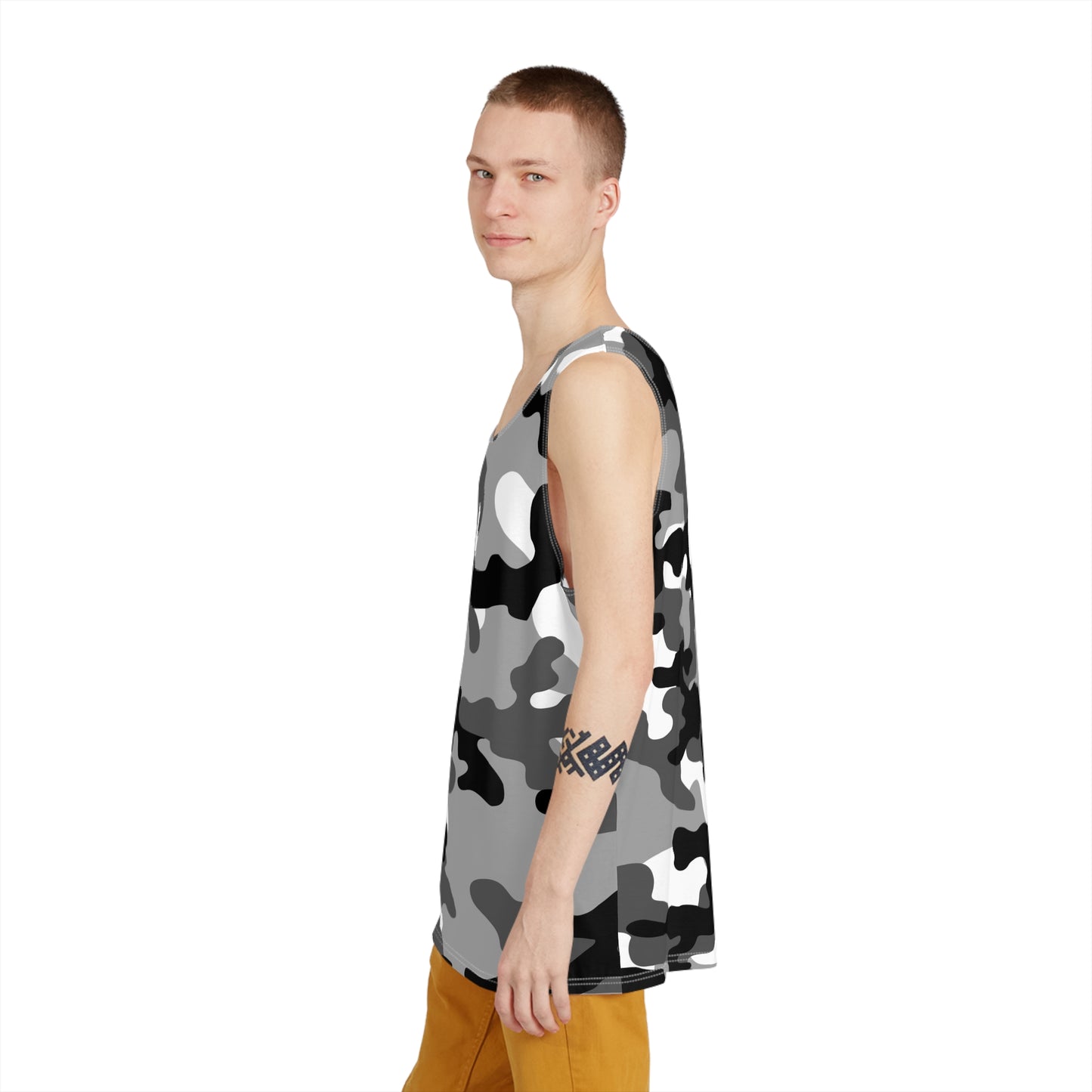 Men's Camo Tank Top | Black, White, and Gray | Loose Fit