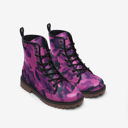 Pink Camo Boots | Blue & Magenta Mixed Camouflage