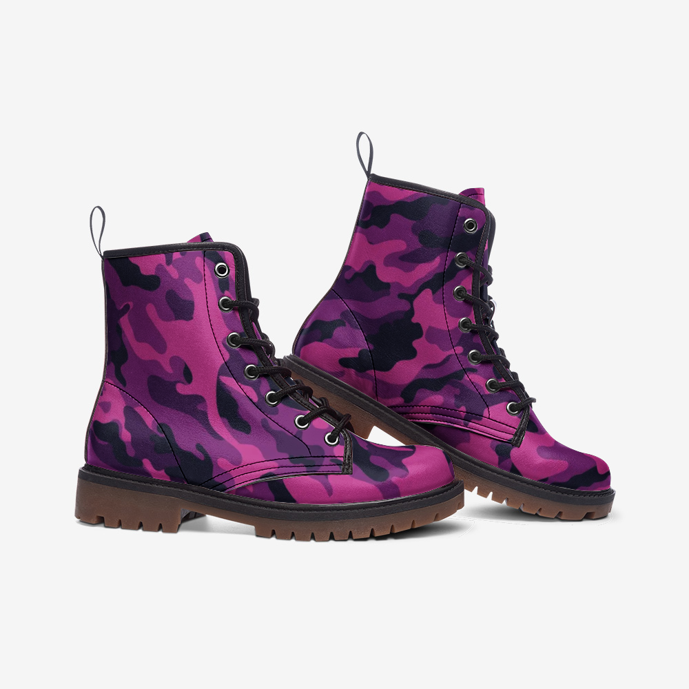 Pink Camo Boots | Blue & Magenta Mixed Camouflage