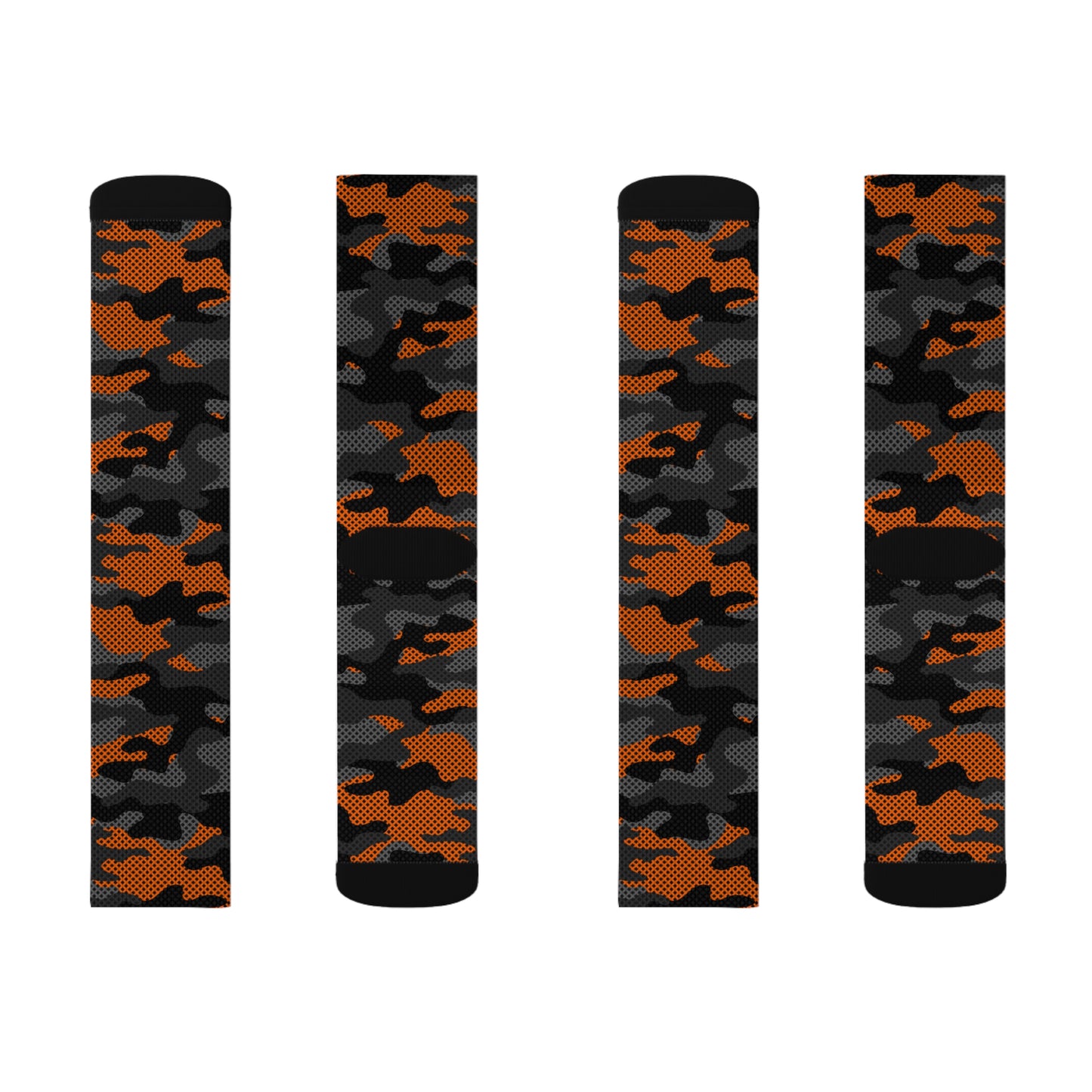 Camo Socks | Black & Orange Pixel Camouflage