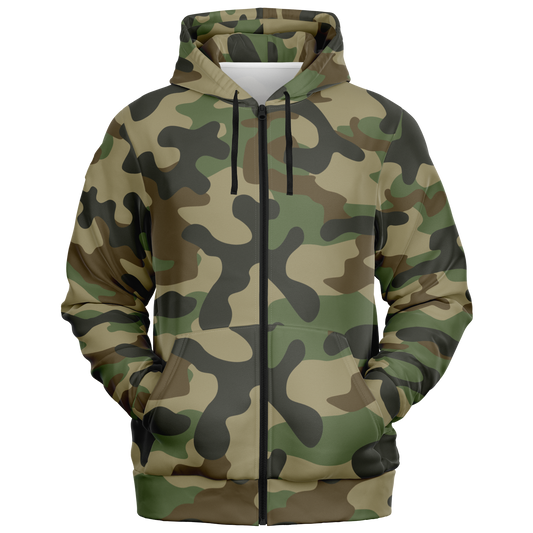 Zip-Up Hoodie | Military Brown Camouflage