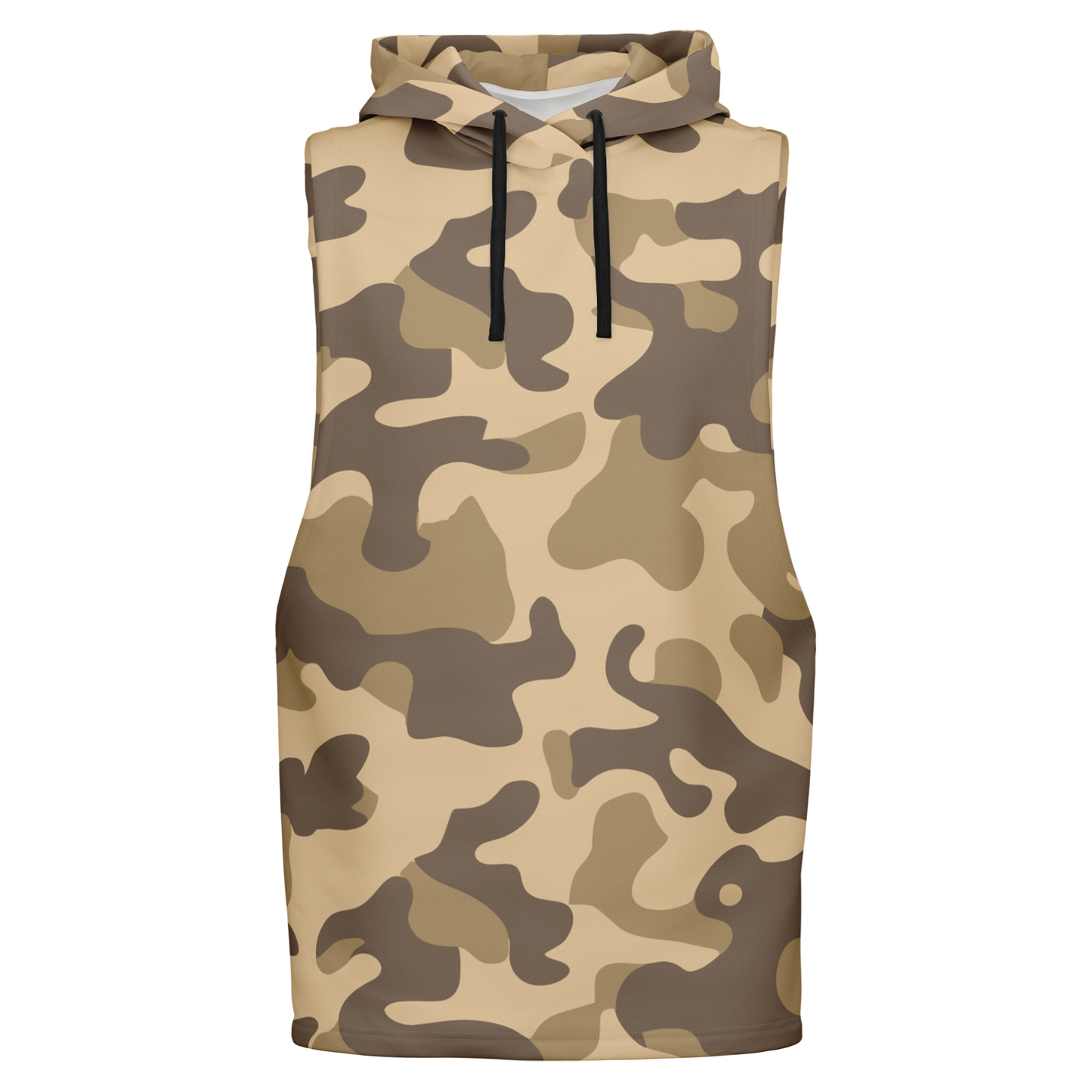 Sleeveless Hoodie | Khaki Camouflage