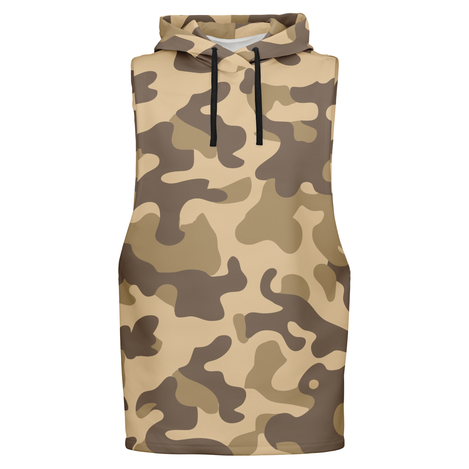 Sleeveless Hoodie | Khaki Camouflage