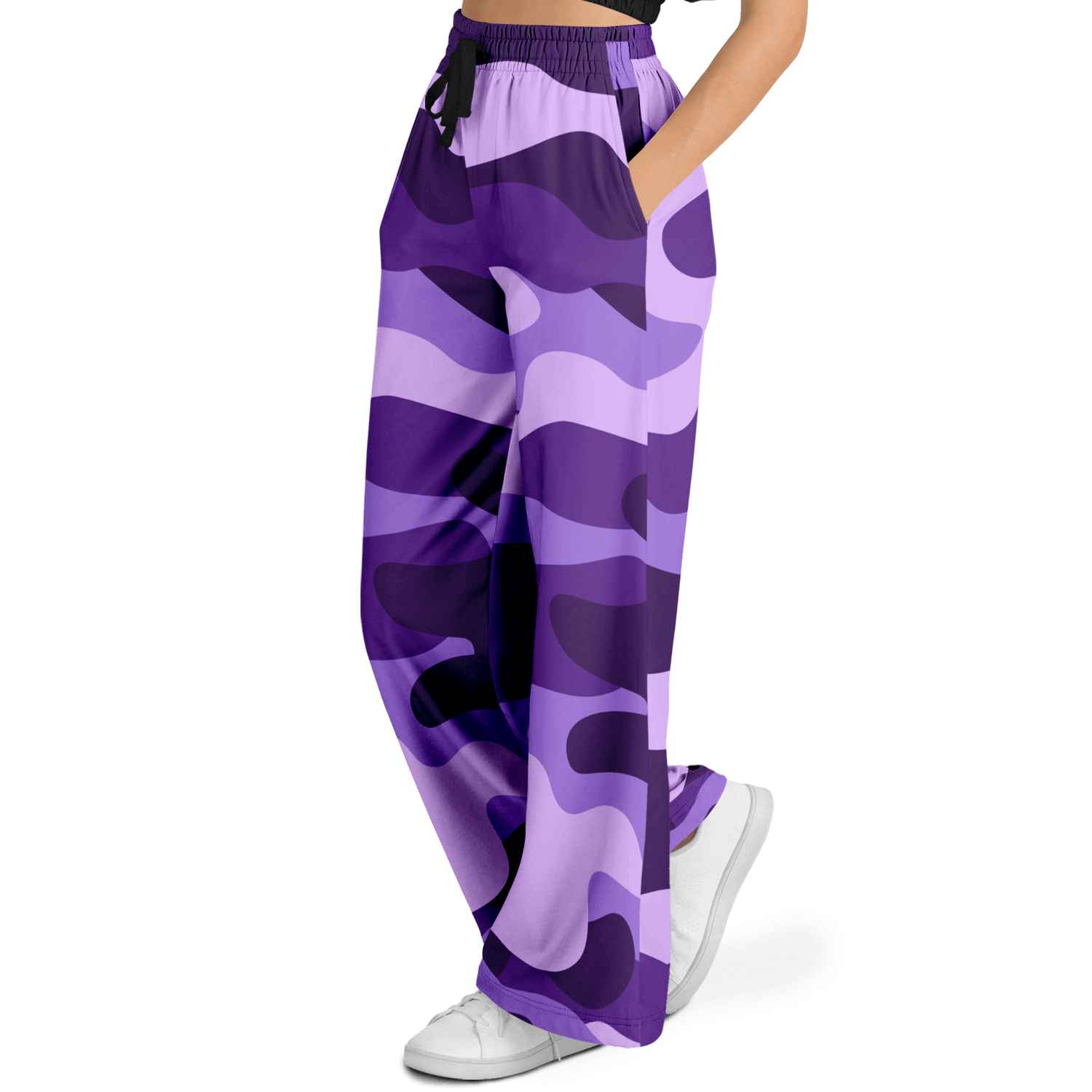 Camo Wide Leg Pants | Purple, Blue & Mauve Camouflage