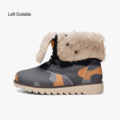 Camo Boots | Orange, Black & Gray Cotton-Pad Fur Lining