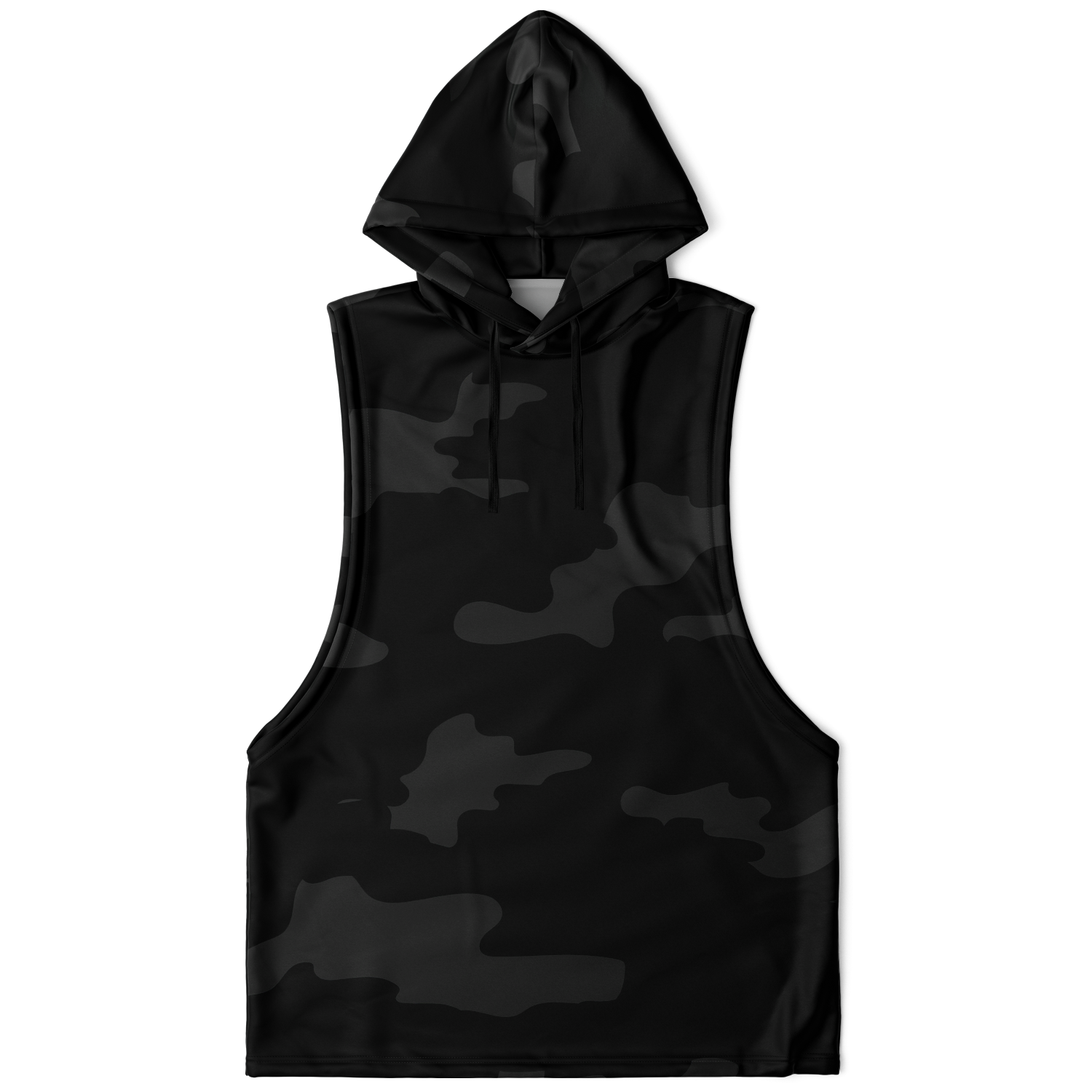 Sleeveless Hoodie | Black Camouflage