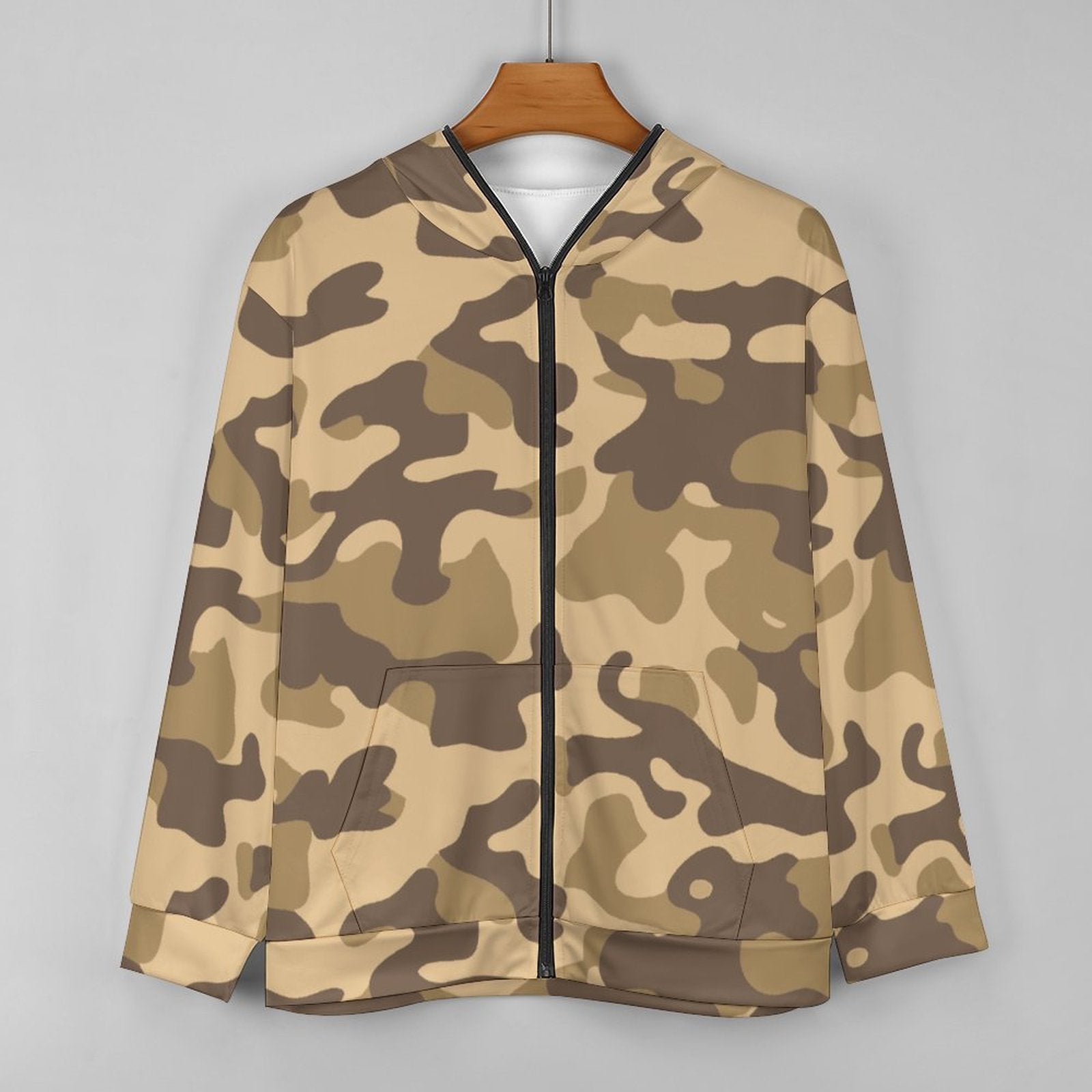 Zip up Camo Hoodie | Khaki Camouflage