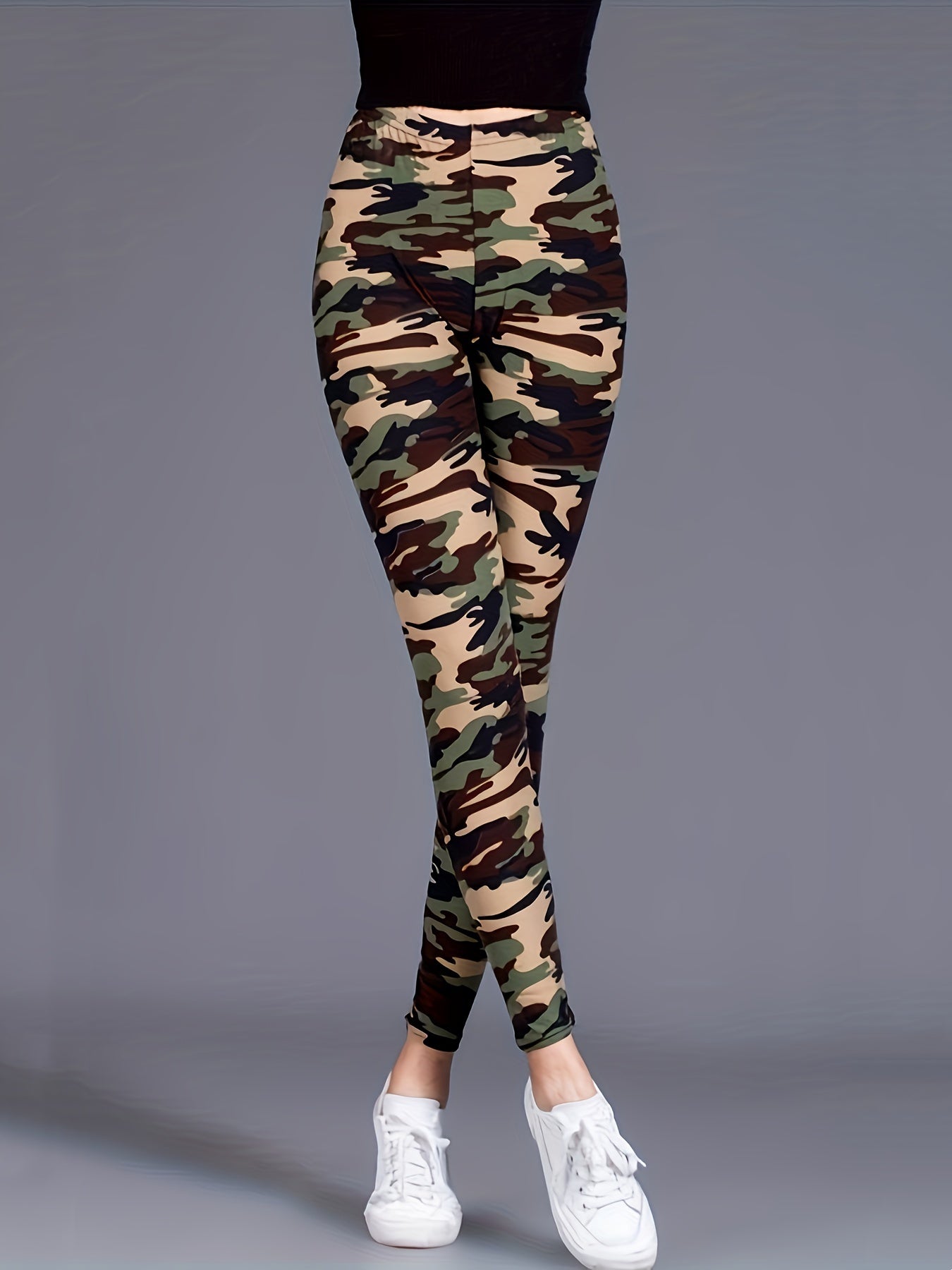 Leggings con estampado de camuflaje | Pantalones ajustados elásticos informales para uso diario