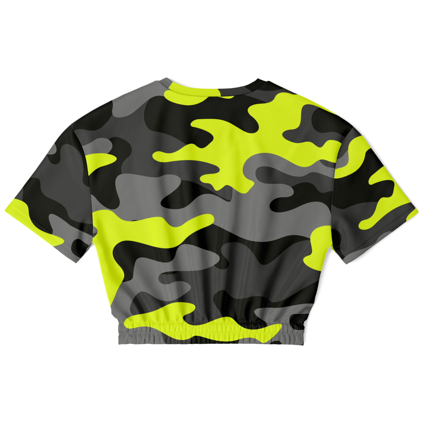 Camo Crop Top Sweatshirt | Black, Gray & Yellow Camouflage