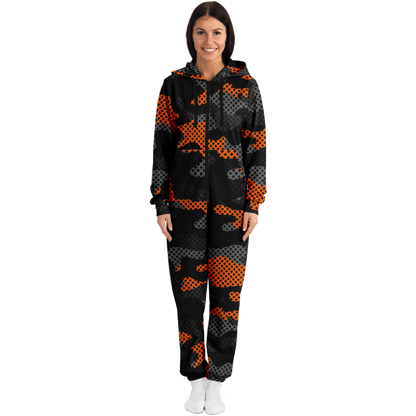 Camo Onesie | Orange and Black Pixel Camouflage