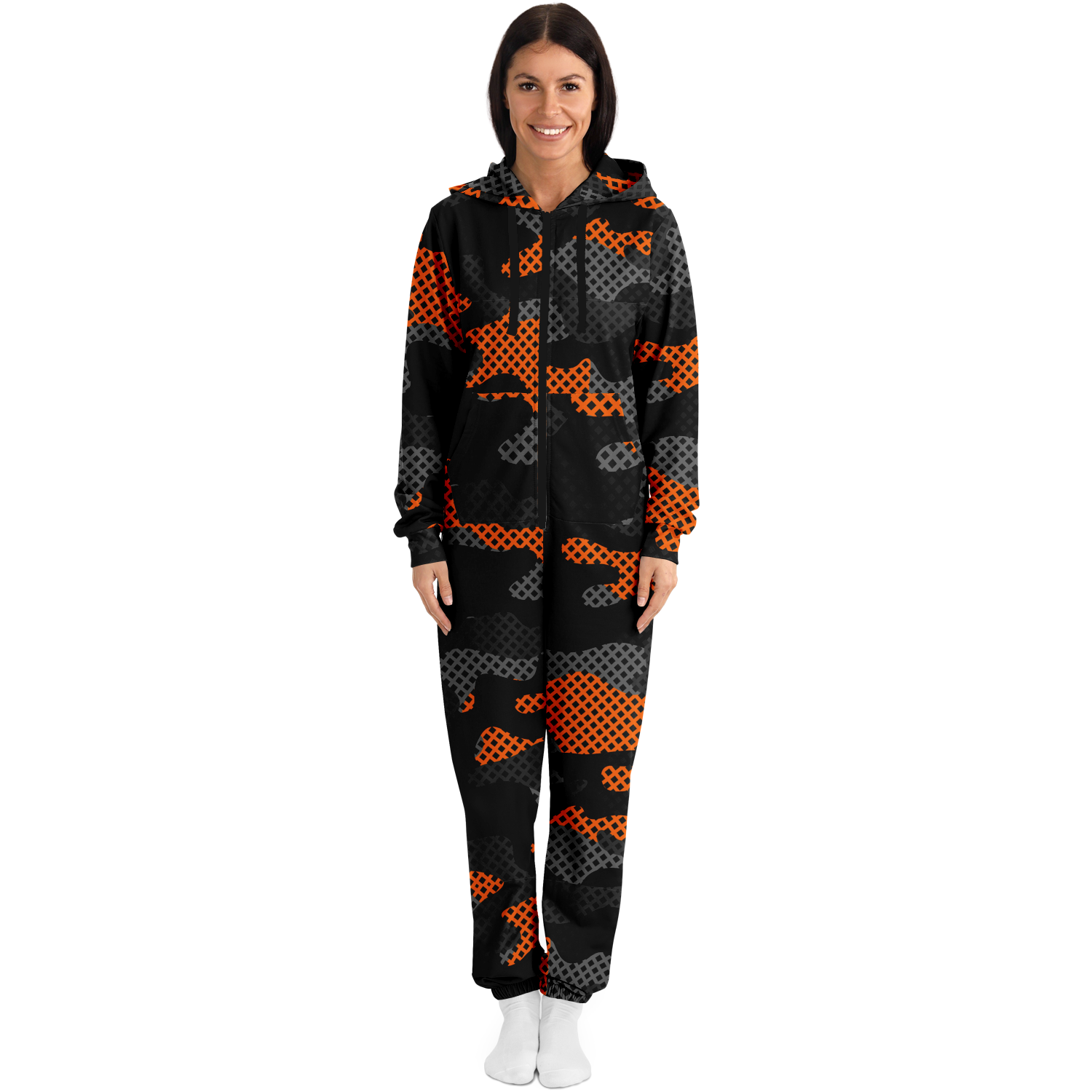 Camo Onesie | Orange and Black Pixel Camouflage