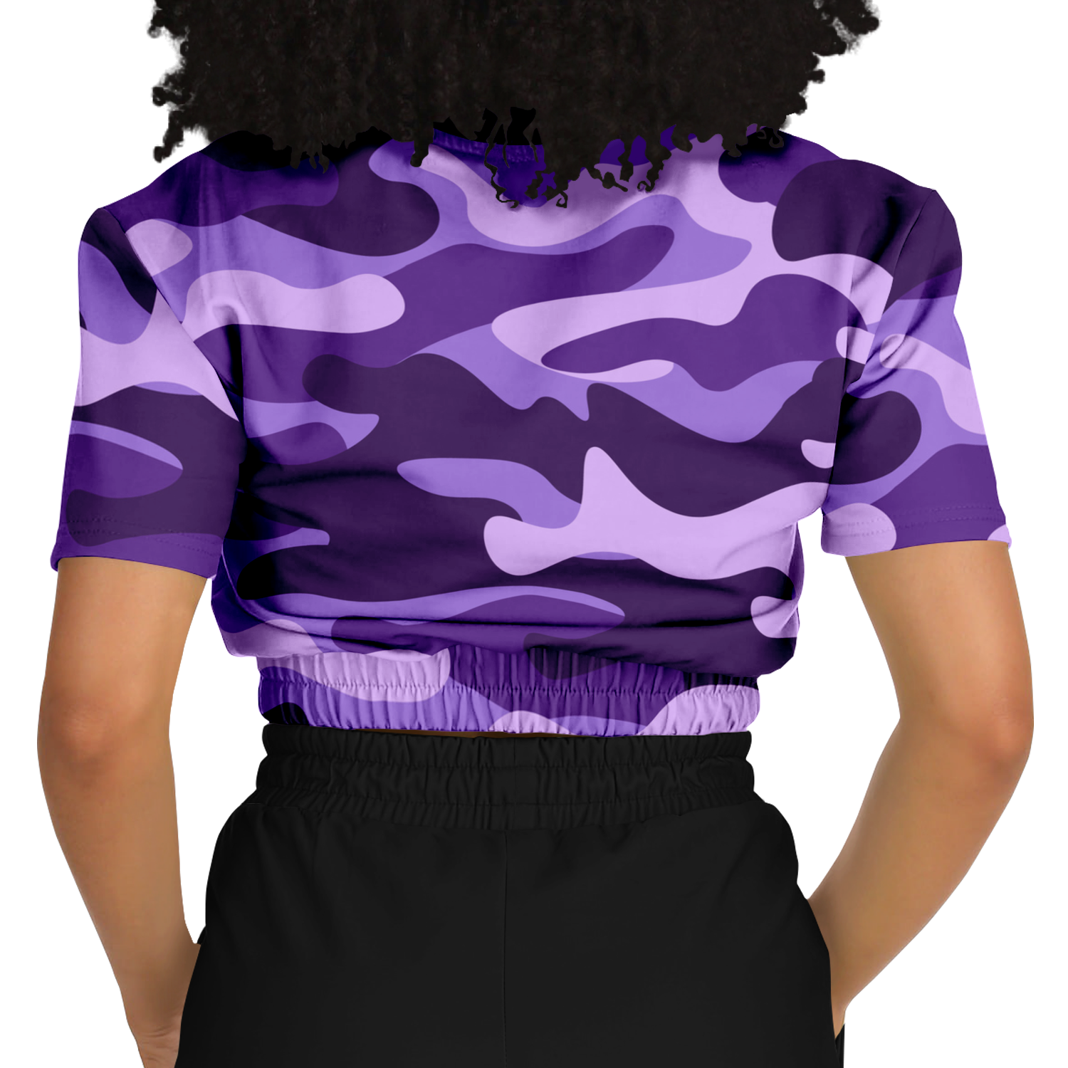 Camo Crop Top Sweatshirt | Purple, Blue & Mauve Camouflage