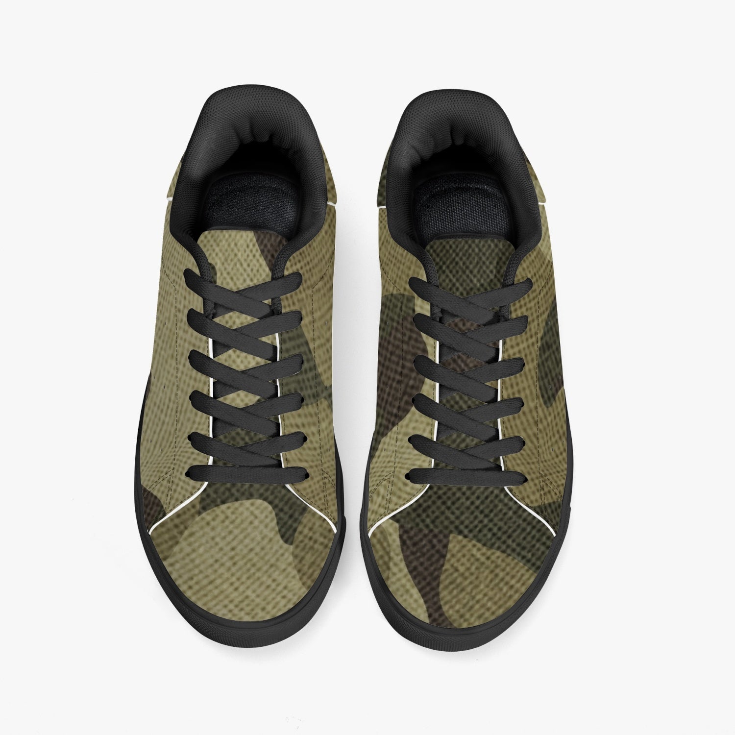 Camo Sneakers | Classic Low-Top Leather | Green Fabric