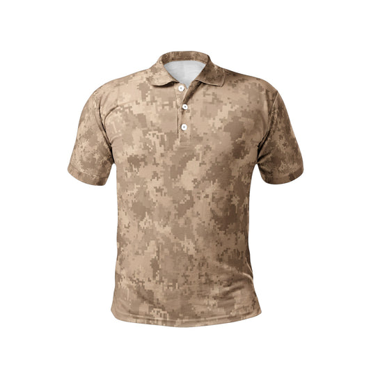 Men's Camo Golf Shirt | Brown Pixel Camouflage