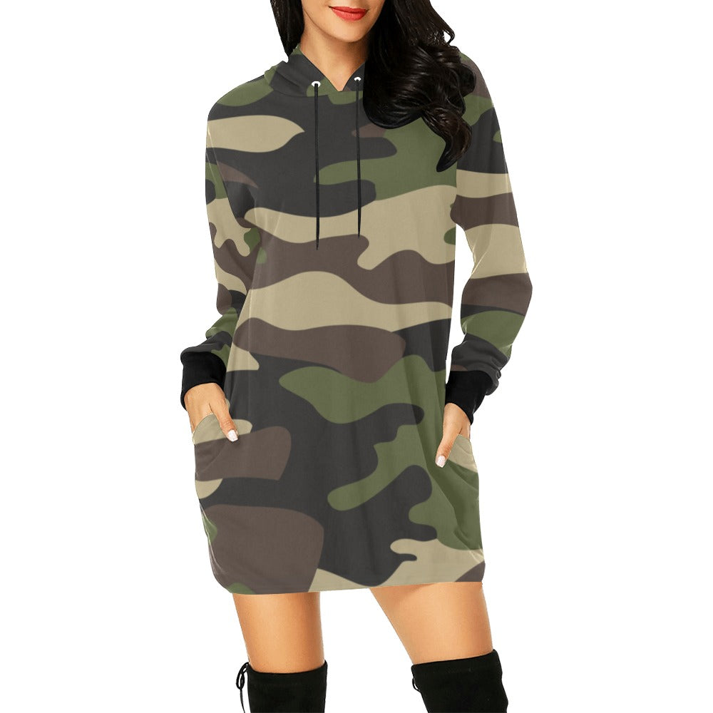 Camo Hoodie Dress | Classic Green Camouflage