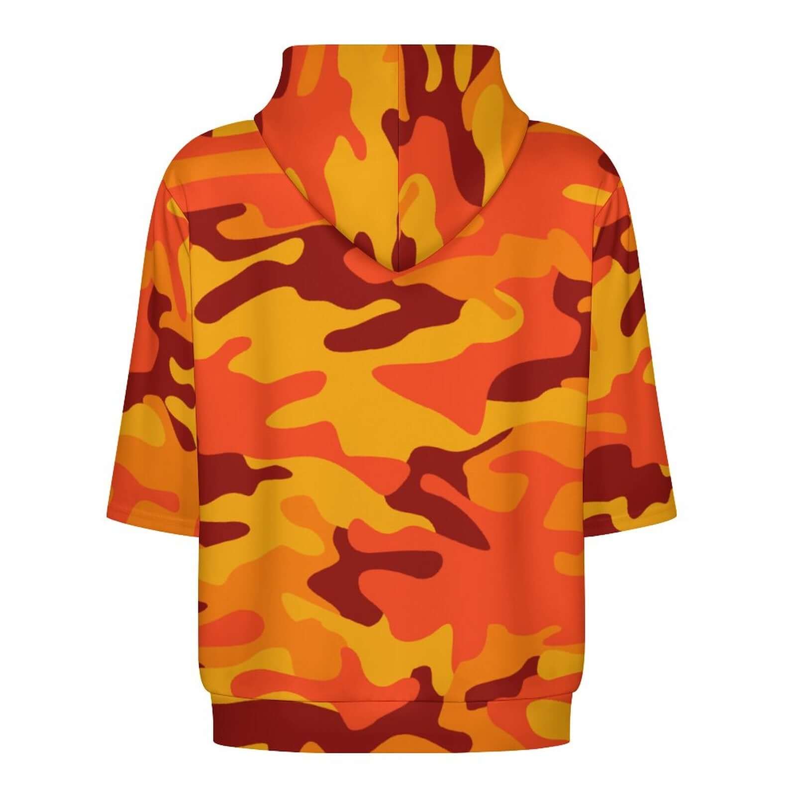 Short Sleeve Hoodie | Orange & Red Camouflage