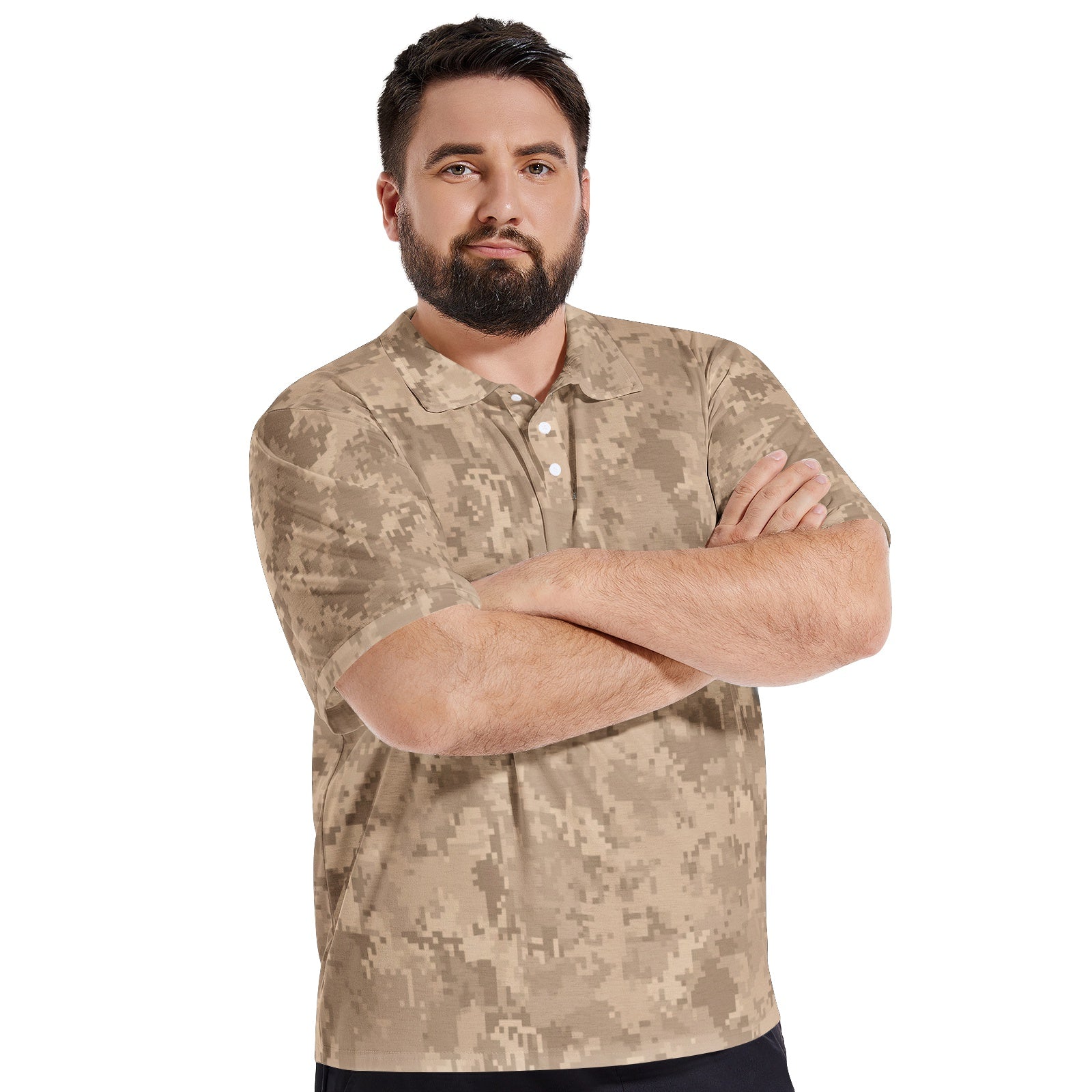 Men's Camo Golf Shirt | Brown Pixel Camouflage