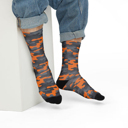 Camo Socks | Orange, Black, and Gray | Sublimation Crew