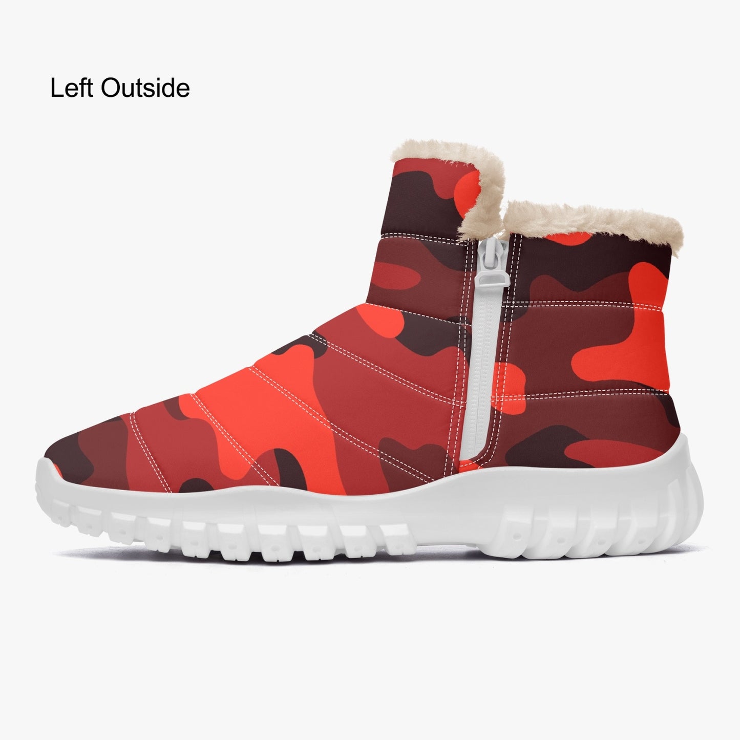 Camo Boots | Cotton-pad Fur Zipper Up | Scarlet Red & Black