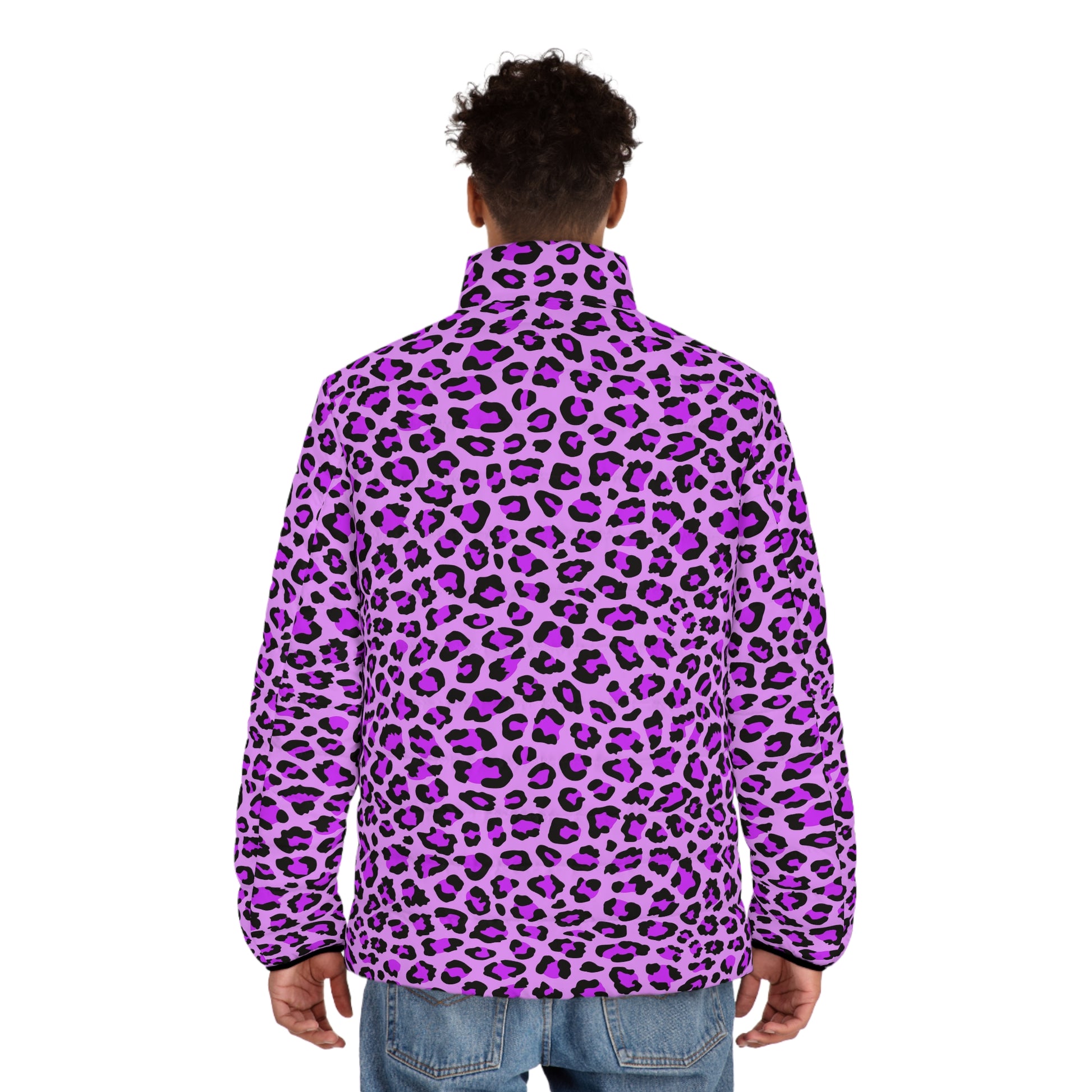 Leopard Puffer Jacket For Men | Purple, Blue & Black