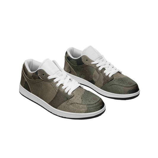 Camo Low Top Leather Sneakers | Dirty Brown