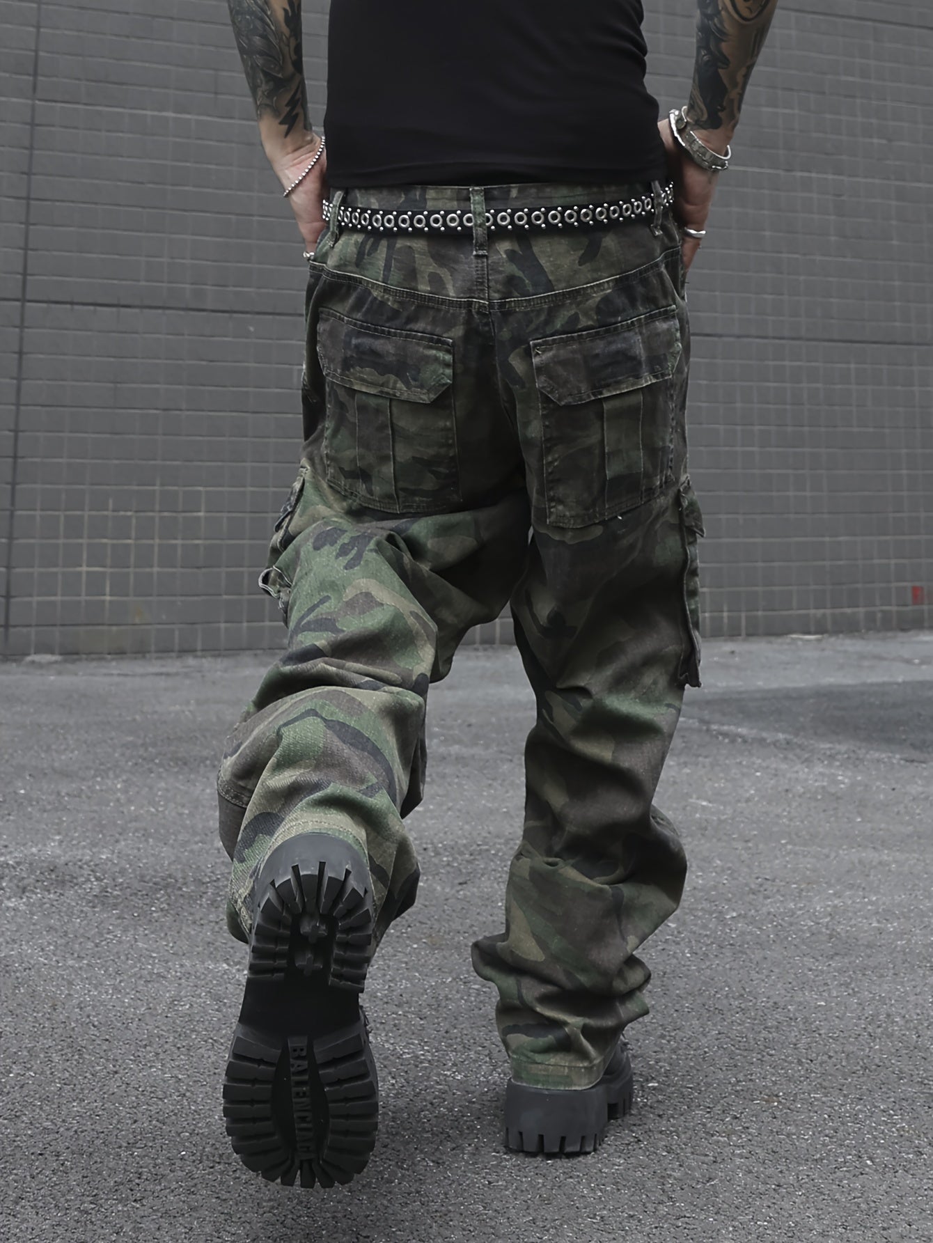 Men's Camo Denim Wide-Leg Jeans | PLUS SIZE