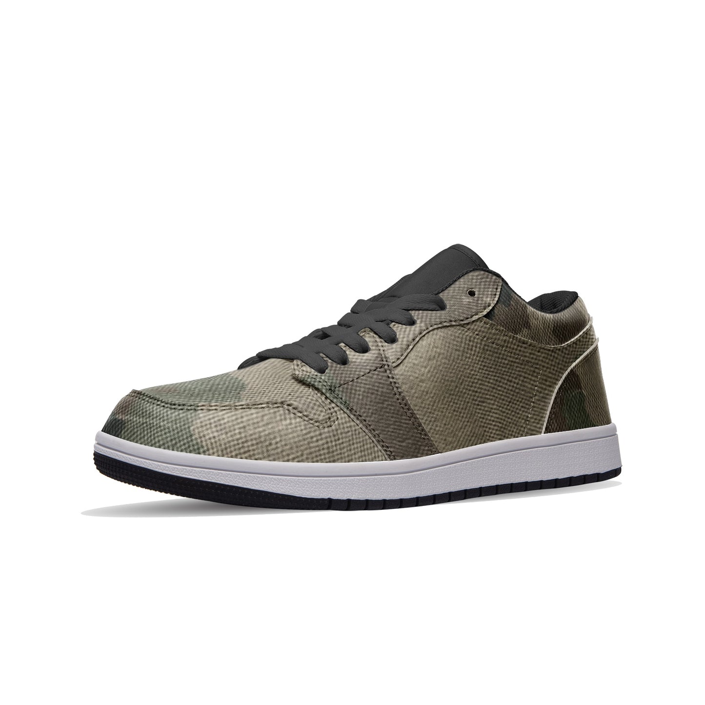 Camo Low Top Leather Sneakers | Dirty Brown