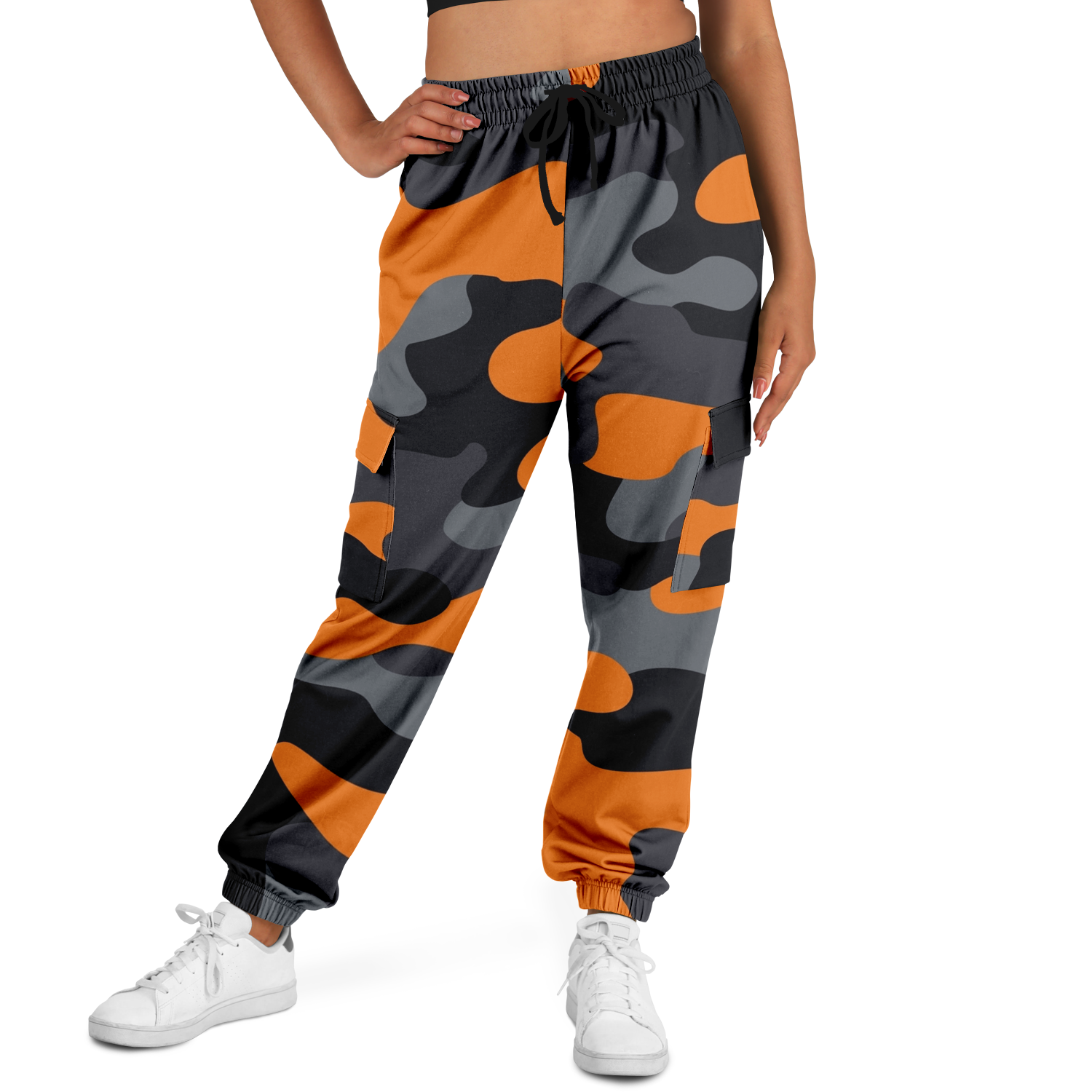 Camo Cargo Pants | Unisex | Orange, Gray & Black Camouflage