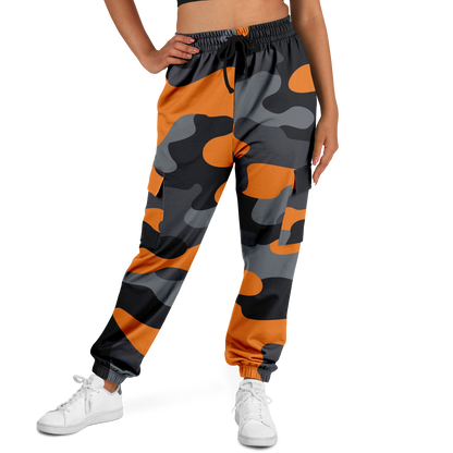 Camo Cargo Pants | Unisex | Orange, Gray & Black Camouflage