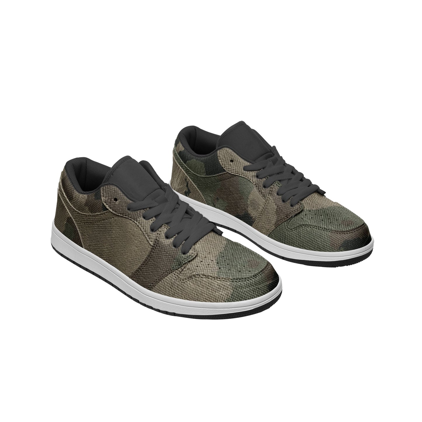 Camo Low Top Leather Sneakers | Dirty Brown